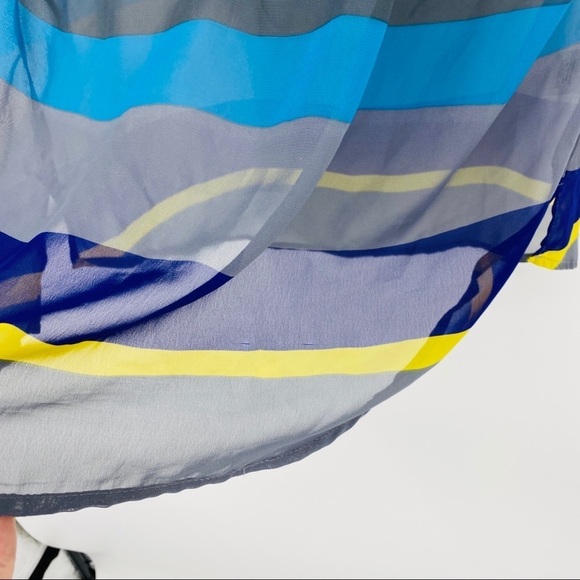 Daniel Rainn Sheer Striped Blue Scoop Neck Top S - Picture 6 of 16